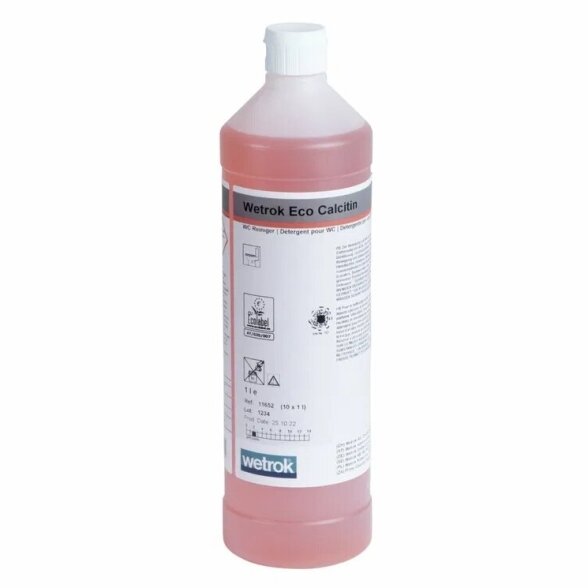 Ekologiška gruntinė sanitarinių patalpų rūgštinė plovimo priemonė ECO CALCITIN, 1 L Ekologiška gruntinė sanitarinių patalpų rūgštinė plovimo priemonė ECO CALCITIN, 1 L
