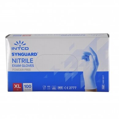 Pirštinės vienkartinės nitrilo Intco Syngard Blue 100vnt. XL 1