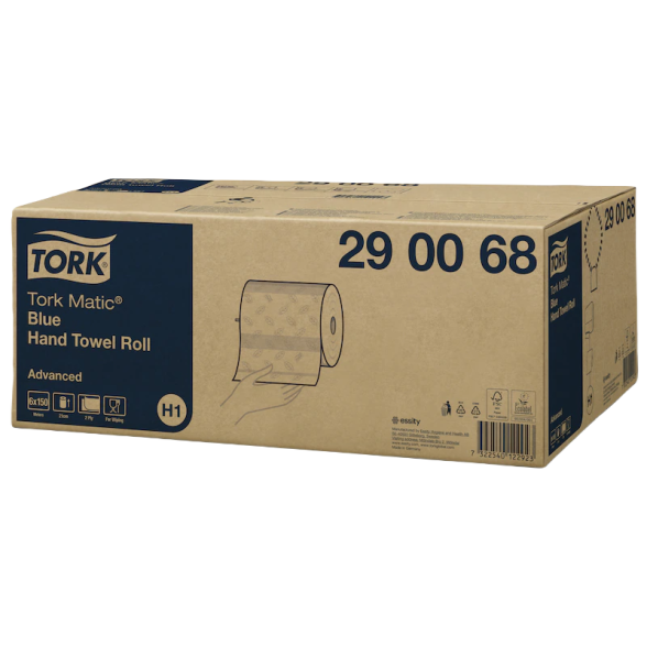 Popierius rankoms ritiniais mėlynas Tork Matic® Advanced Blue H1, 2sl. Popierius rankoms ritiniais mėlynas Tork Matic® Advanced Blue H1, 2sl.