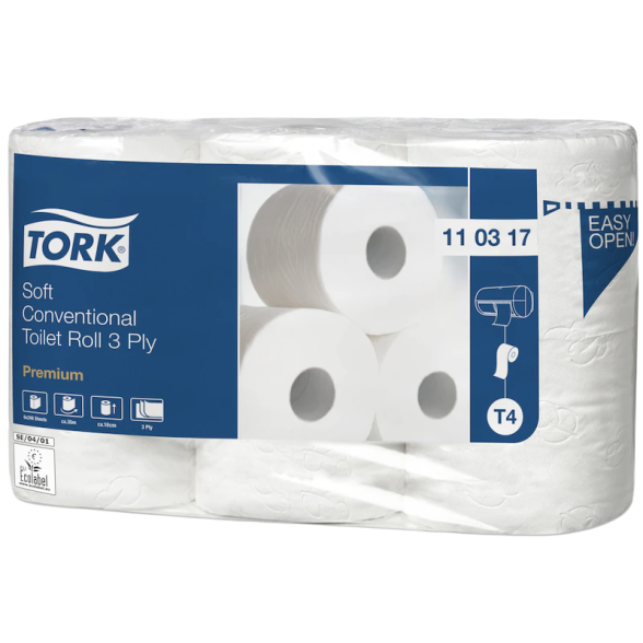 Popierius tualetinis buitinis Tork Soft Conventional Premium T4, 3sl. Popierius tualetinis buitinis Tork Soft Conventional Premium T4, 3sl.