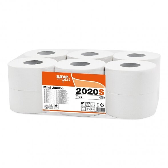 Tualetinis popierius ritiniais SAVE PLUS MINI JUMBO Tualetinis popierius ritiniais SAVE PLUS MINI JUMBO