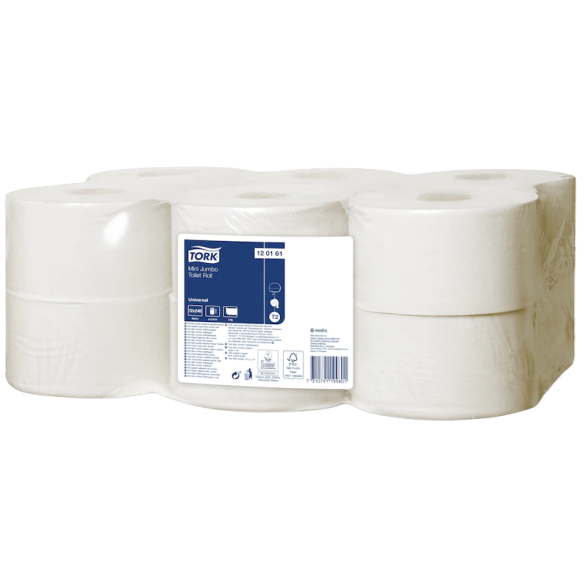 Popierius tualetinis ritiniais Tork Mini Jumbo Universal T2, 1sl. Popierius tualetinis ritiniais Tork Mini Jumbo Universal T2, 1sl.