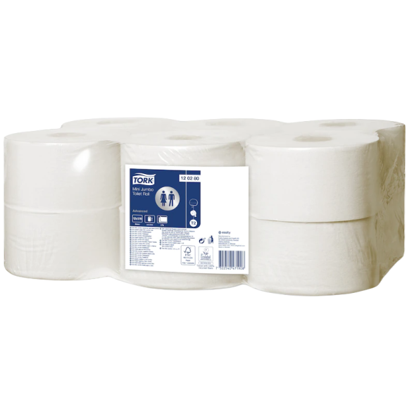 Popierius tualetinis ritiniais Tork Mini Jumbo Advanced T2, 2sl. Popierius tualetinis ritiniais Tork Mini Jumbo Advanced T2, 2sl.
