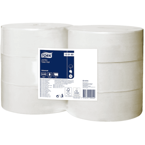 Popierius tualetinis ritiniais Tork Jumbo Universal T1, 1sl. Popierius tualetinis ritiniais Tork Jumbo Universal T1, 1sl.
