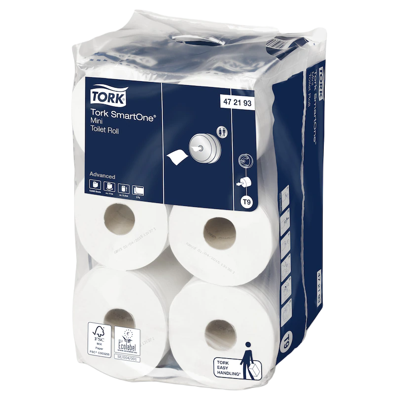Popierius tualetinis ritiniais Tork SmartOne Mini Advanced T9, 2sl. Popierius tualetinis ritiniais Tork SmartOne Mini Advanced T9, 2sl.