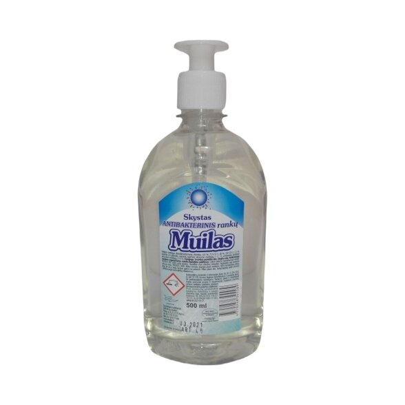 Skystas antibakterinis rankų muilas (su dozatoriumi) 500 ml. Skystas antibakterinis rankų muilas (su dozatoriumi) 500 ml.